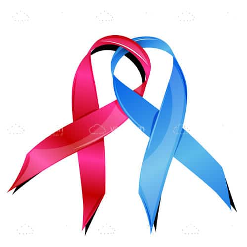 Pink and Blue Breast Cancer Awareness Ribbons